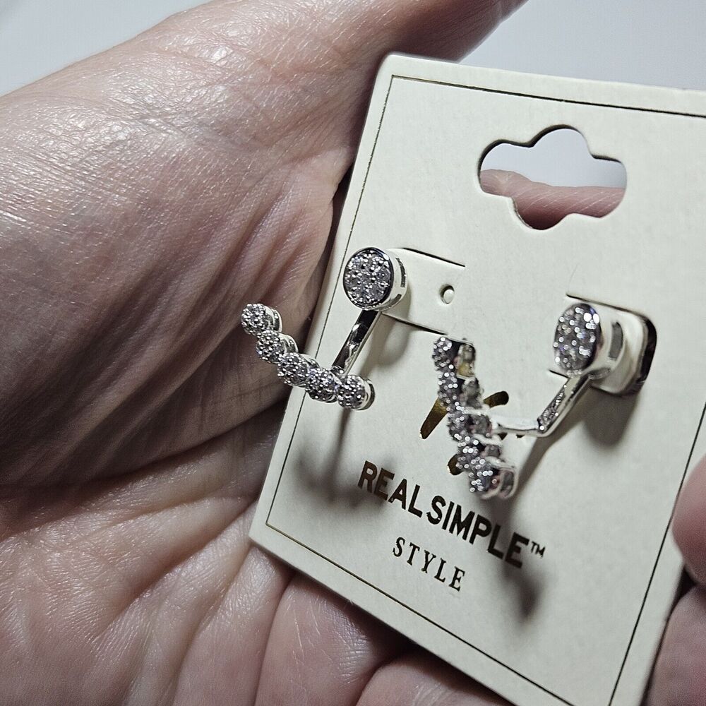 Real Simple Style Convertible Earrings With Rhinestones - Picture 3 of 10